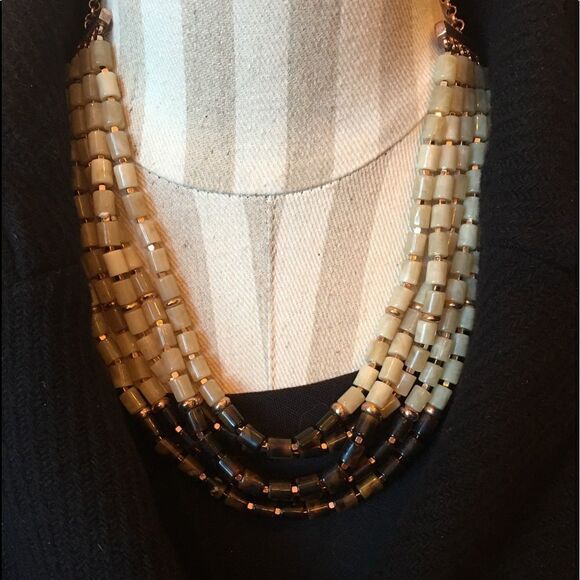 FOSSIL CREME n Chocolate Layer Necklace - Picture 1 of 7